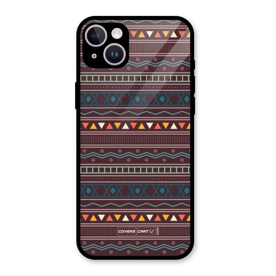 Classic Aztec Pattern Glass Back Case for iPhone 14 Plus