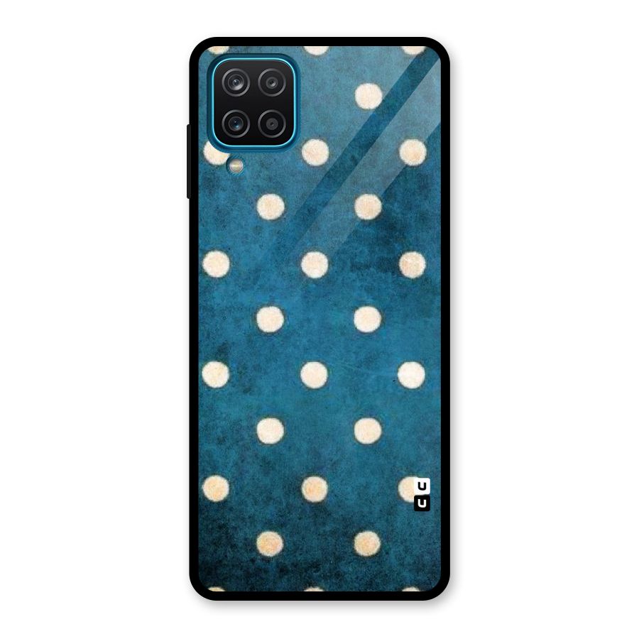 Classic Blue Polka Glass Back Case for Galaxy A12