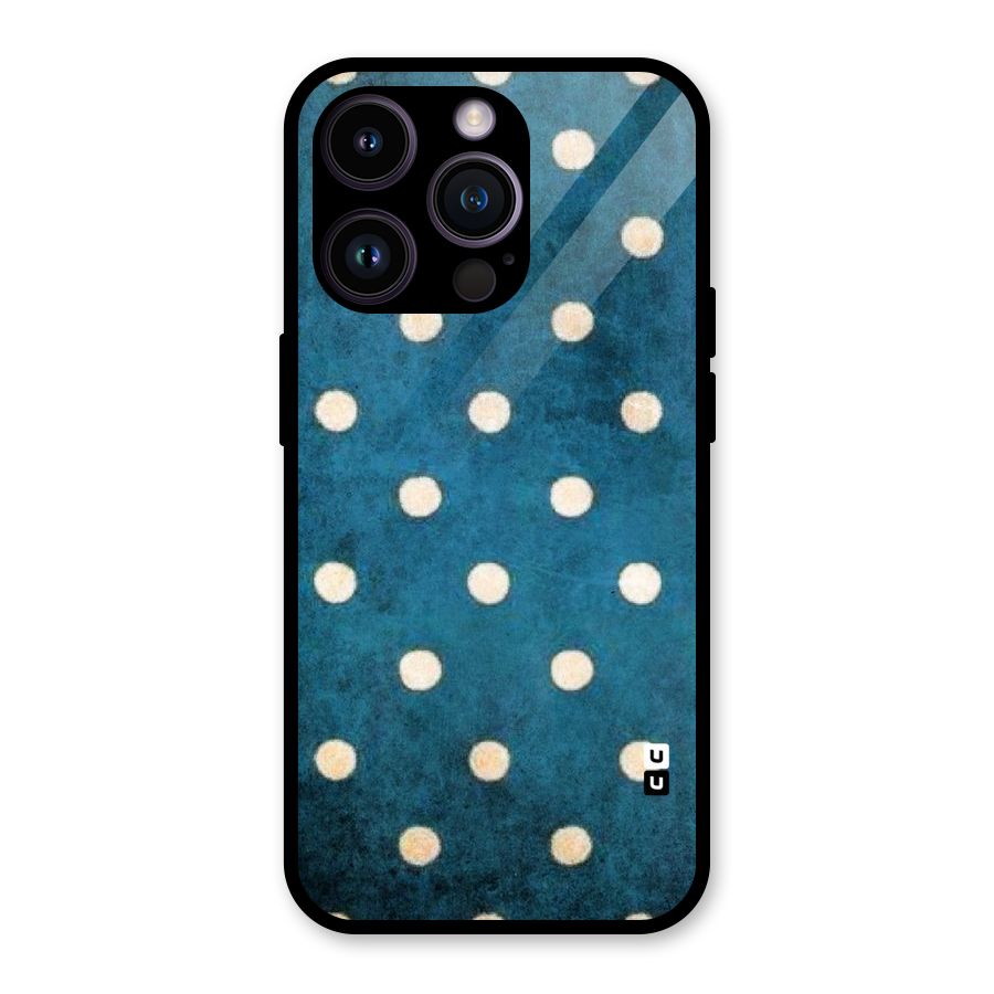 Classic Blue Polka Glass Back Case for iPhone 14 Pro