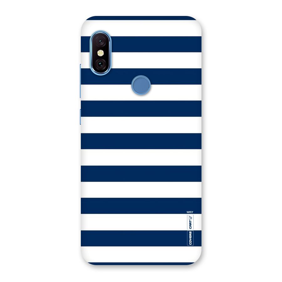 Classic Blue White Stripes Back Case for Redmi Note 6 Pro