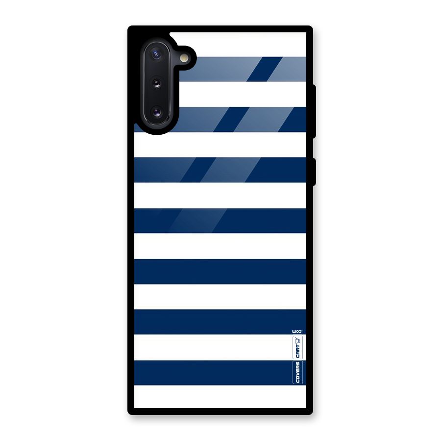 Classic Blue White Stripes Glass Back Case for Galaxy Note 10