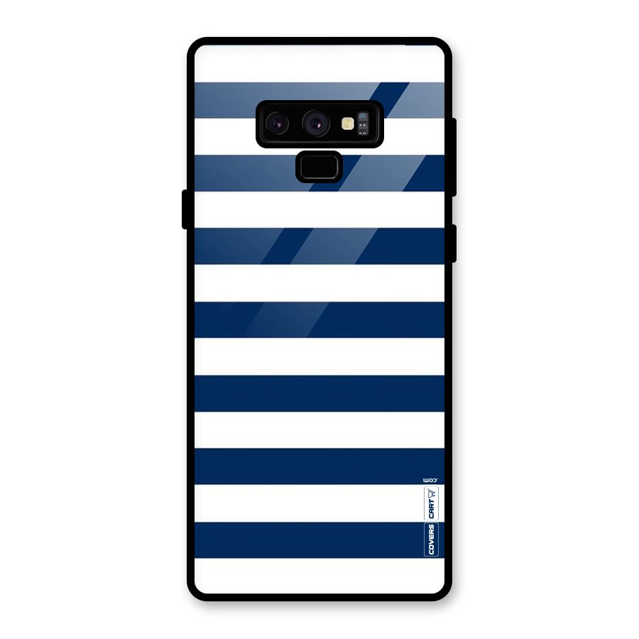 Classic Blue White Stripes Glass Back Case for Galaxy Note 9
