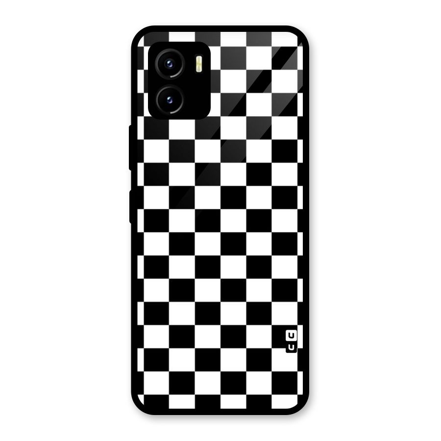 Classic Check Glass Back Case for Vivo Y15s