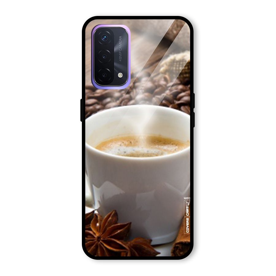 Classic Coffee Beans Glass Back Case for Oppo A74 5G