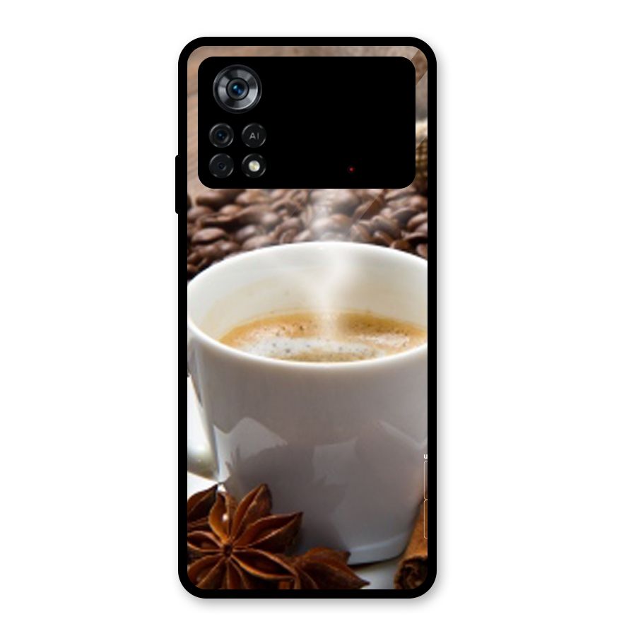 Classic Coffee Beans Glass Back Case for Poco X4 Pro 5G
