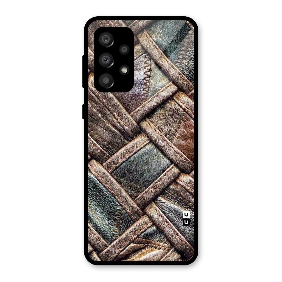 Classic Leather Belt Design Glass Back Case for Galaxy A32