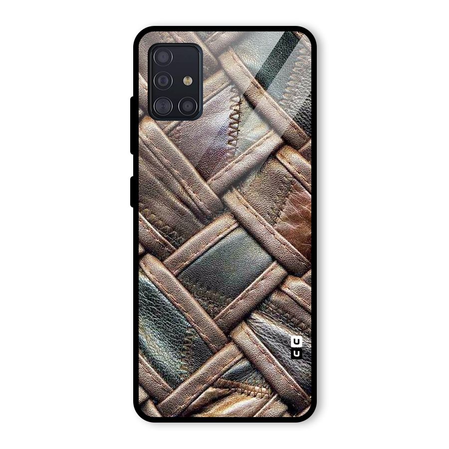 Classic Leather Belt Design Glass Back Case for Galaxy A51