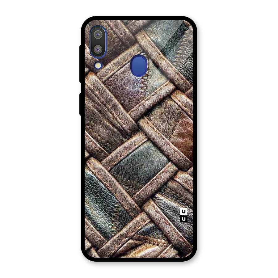 Classic Leather Belt Design Glass Back Case for Galaxy M20