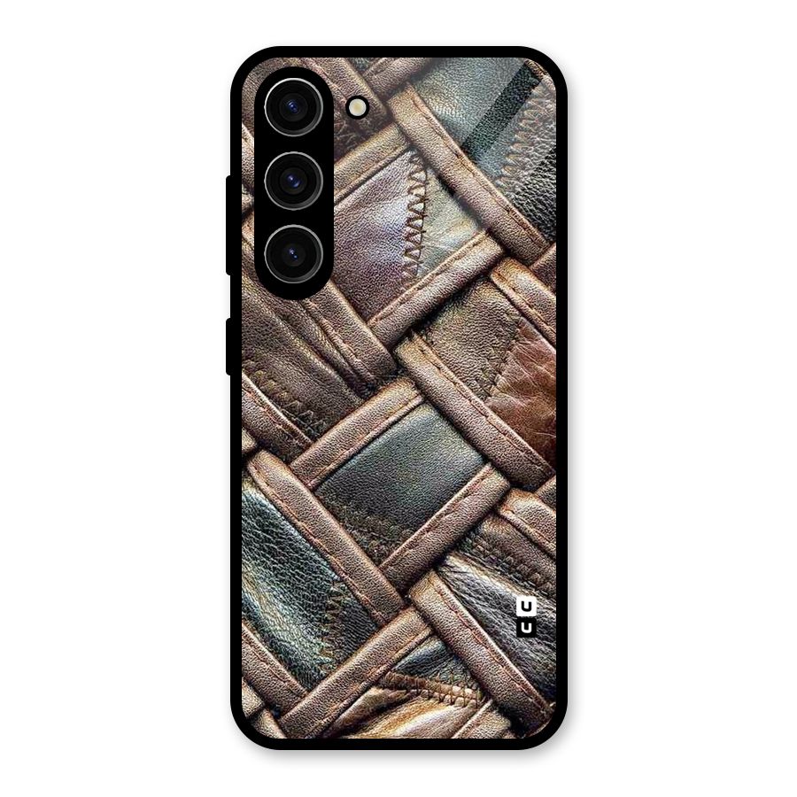 Classic Leather Belt Design Glass Back Case for Galaxy S23