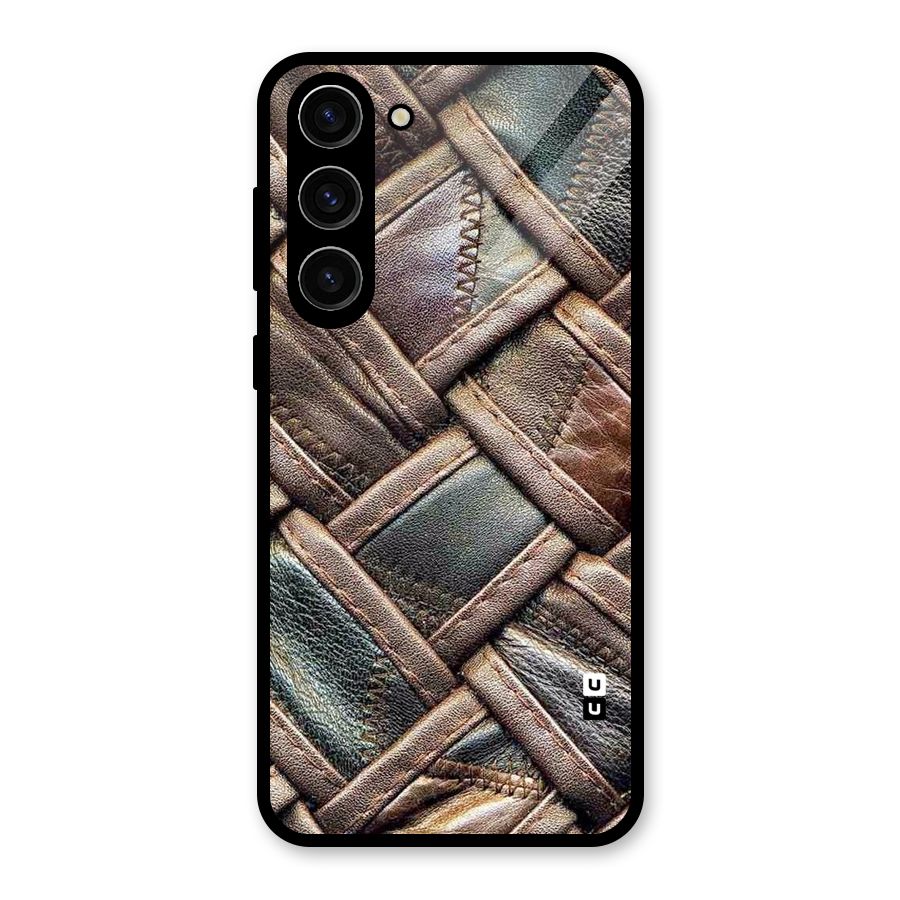 Classic Leather Belt Design Glass Back Case for Galaxy S23 Plus