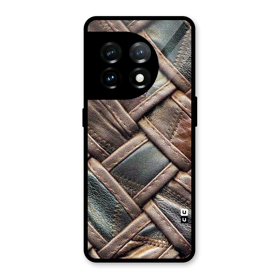 Classic Leather Belt Design Glass Back Case for OnePlus 11