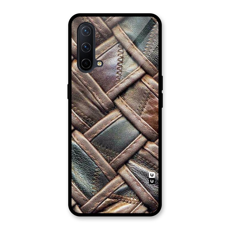 Classic Leather Belt Design Glass Back Case for OnePlus Nord CE 5G