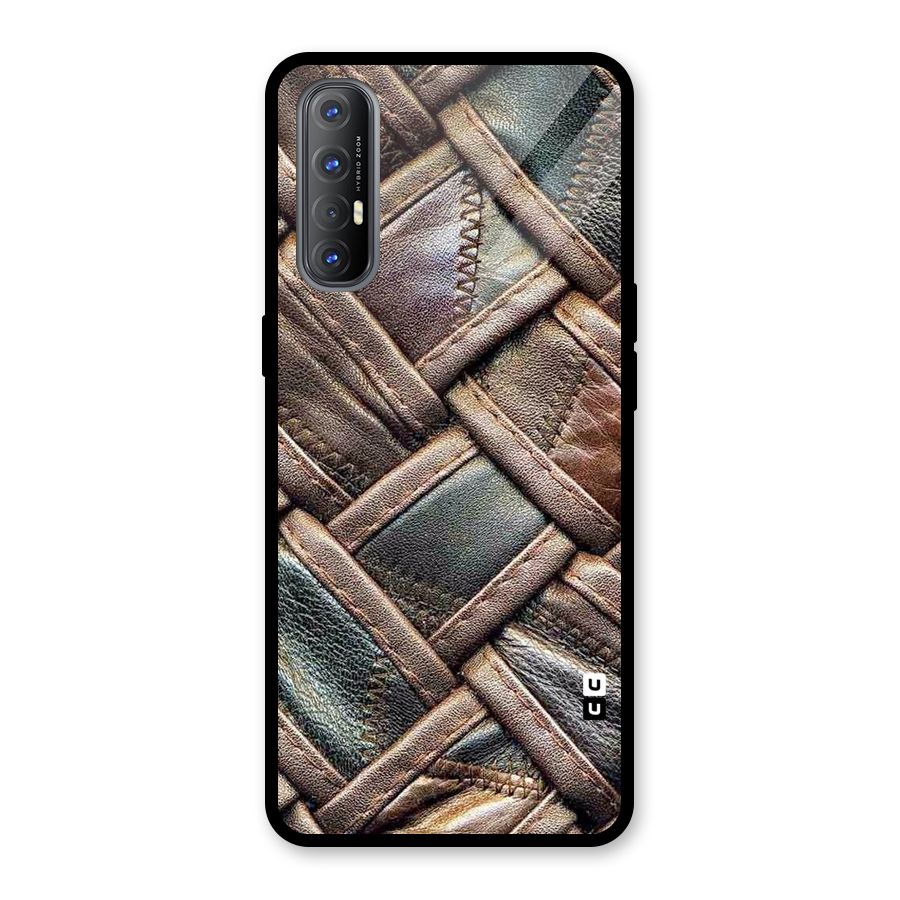 Classic Leather Belt Design Glass Back Case for Oppo Reno3 Pro