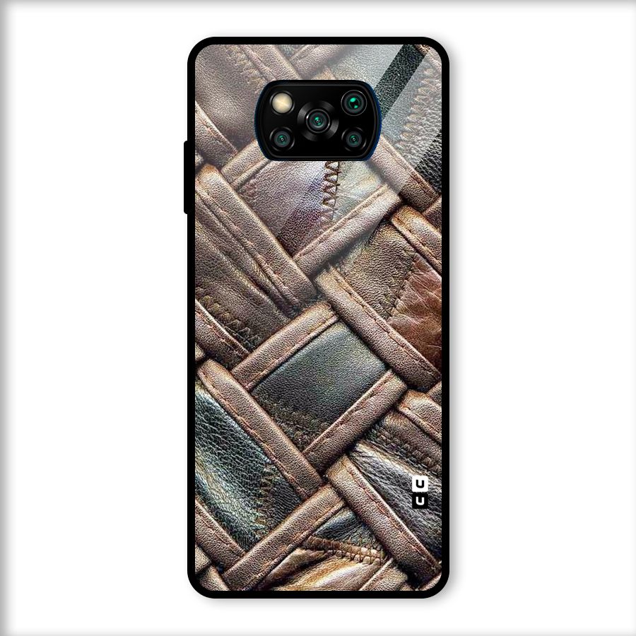 Classic Leather Belt Design Glass Back Case for Poco X3