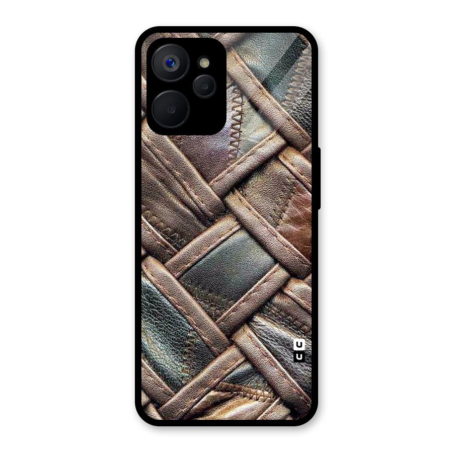 Classic Leather Belt Design Glass Back Case for Realme 9i 5G