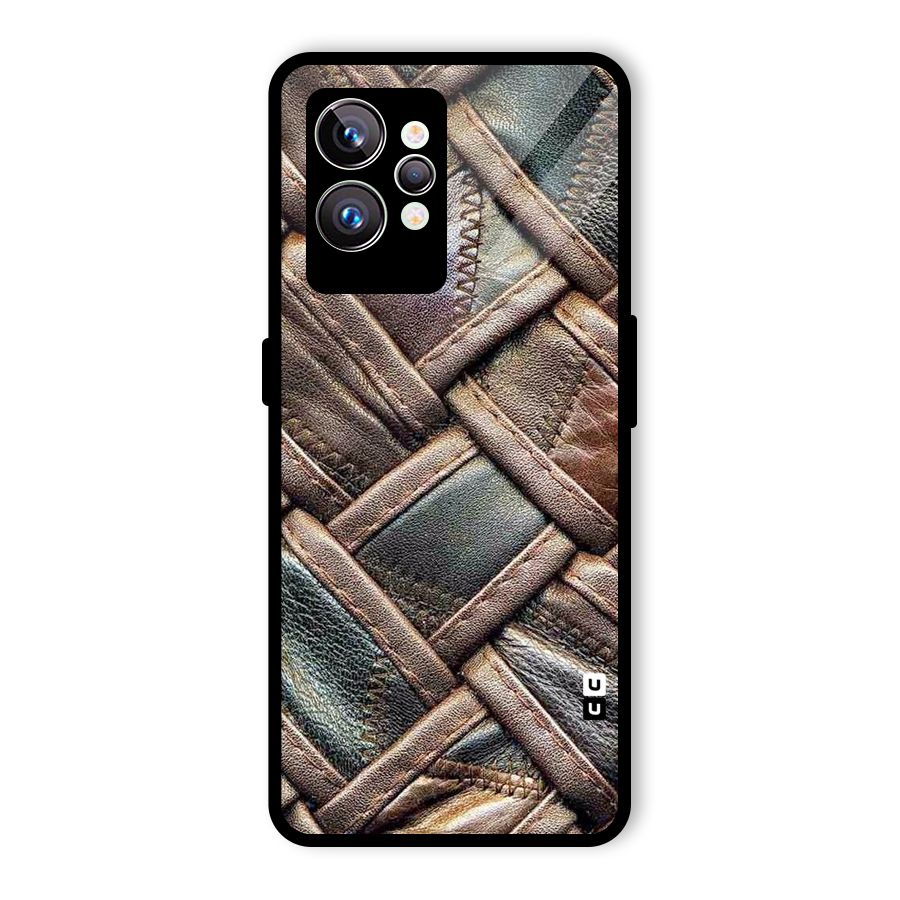Classic Leather Belt Design Glass Back Case for Realme GT2 Pro