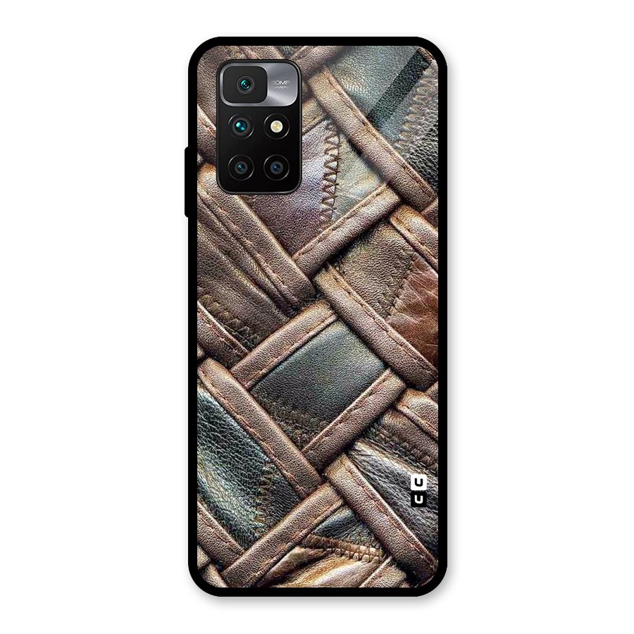 Classic Leather Belt Design Glass Back Case for Redmi 10 Prime