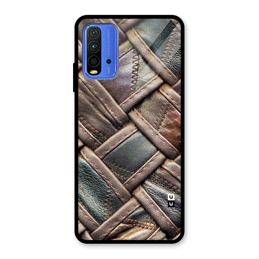 Classic Leather Belt Design Glass Back Case for Redmi 9 Power