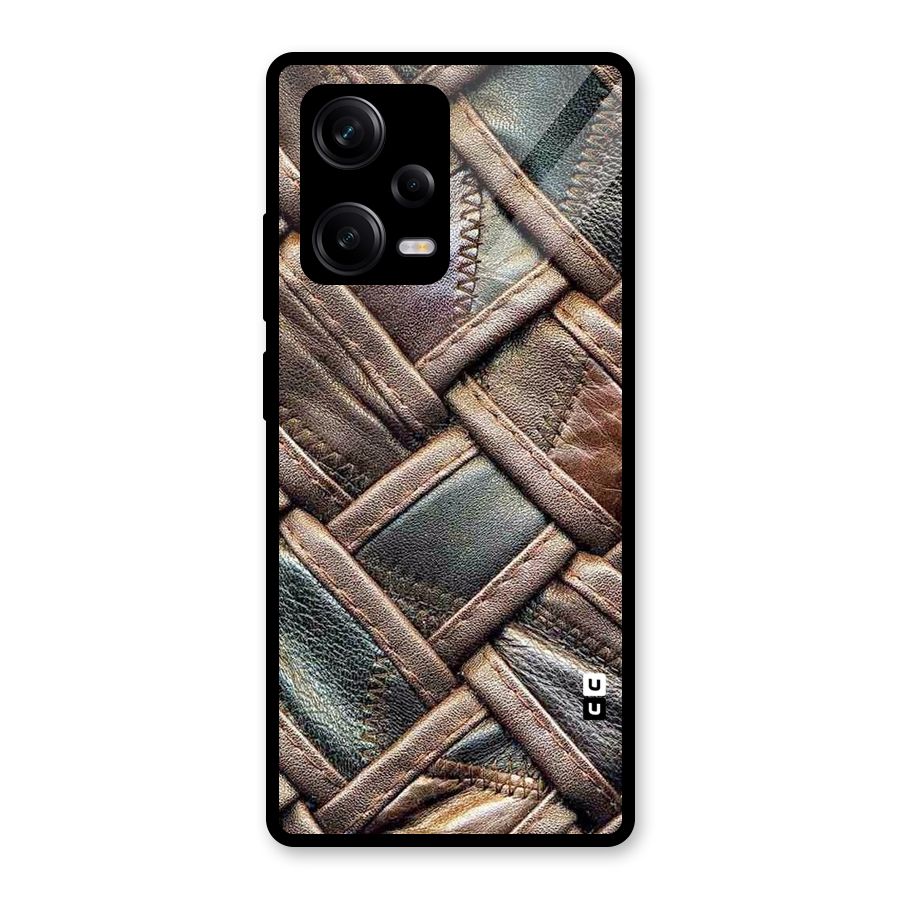Classic Leather Belt Design Glass Back Case for Redmi Note 12 Pro