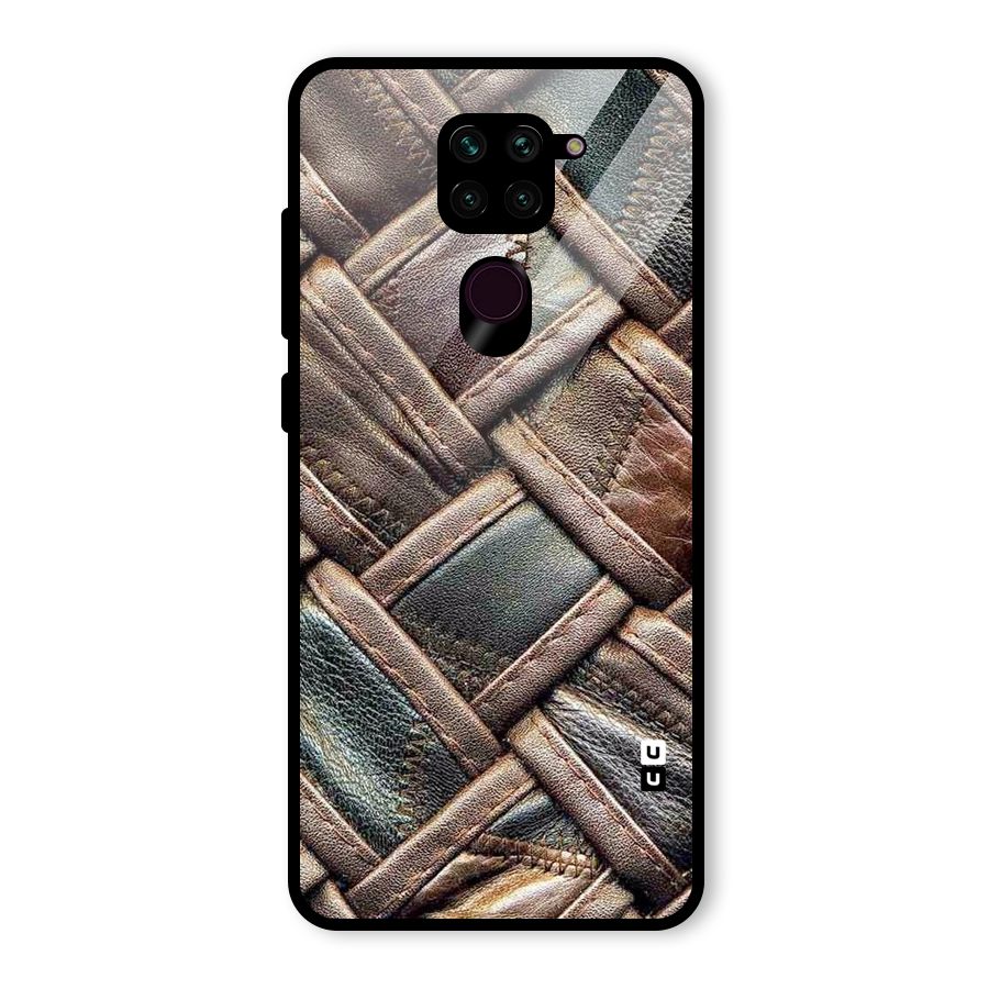 Classic Leather Belt Design Glass Back Case for Redmi Note 9