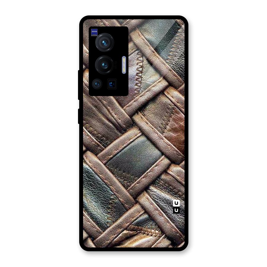 Classic Leather Belt Design Glass Back Case for Vivo X70 Pro