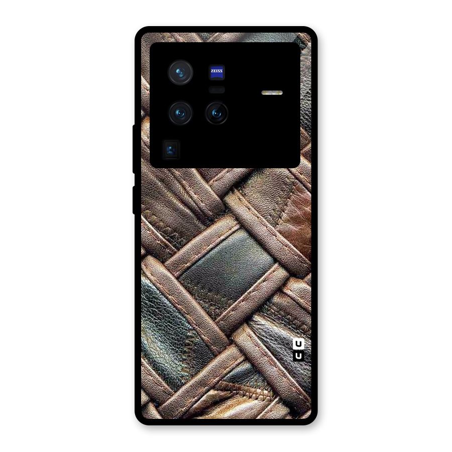 Classic Leather Belt Design Glass Back Case for Vivo X80 Pro