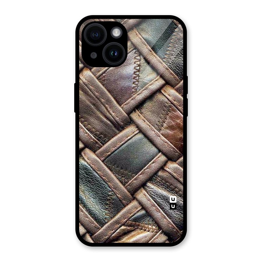 Classic Leather Belt Design Glass Back Case for iPhone 14