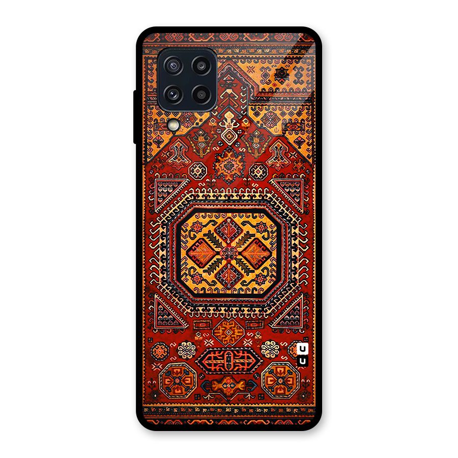 Classic Luxury Carpet Pattern Glass Back Case for Galaxy M32