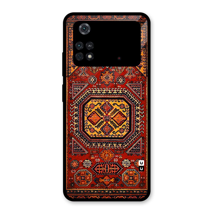 Classic Luxury Carpet Pattern Glass Back Case for Poco M4 Pro 4G