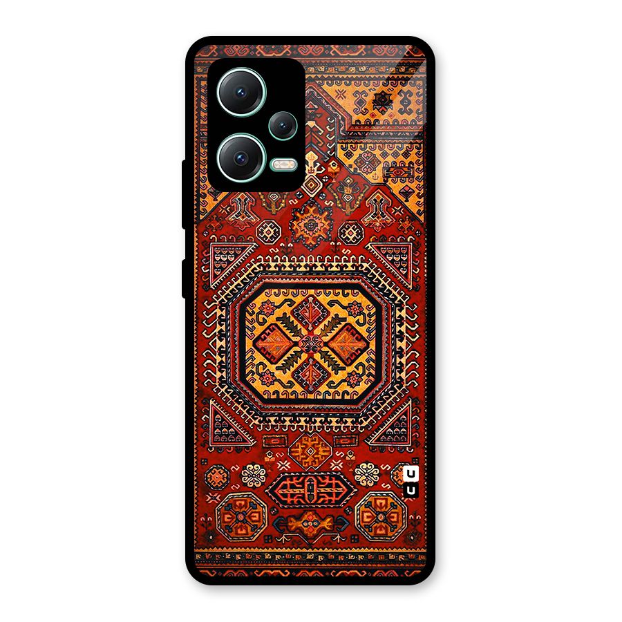 Classic Luxury Carpet Pattern Glass Back Case for Redmi Note 12 5G