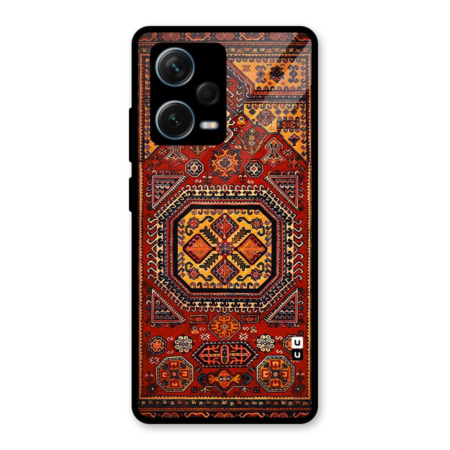 Classic Luxury Carpet Pattern Glass Back Case for Redmi Note 12 Pro Plus 5G