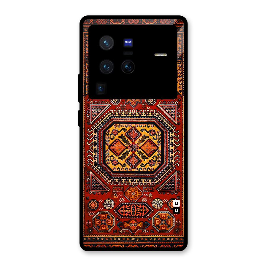 Classic Luxury Carpet Pattern Glass Back Case for Vivo X80 Pro