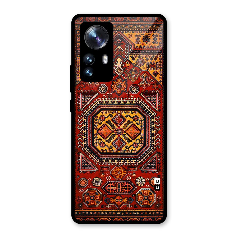 Classic Luxury Carpet Pattern Glass Back Case for Xiaomi 12 Pro