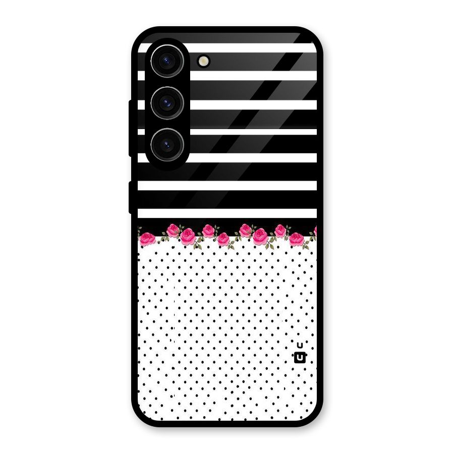 Classic Polka Stripes Glass Back Case for Galaxy S23