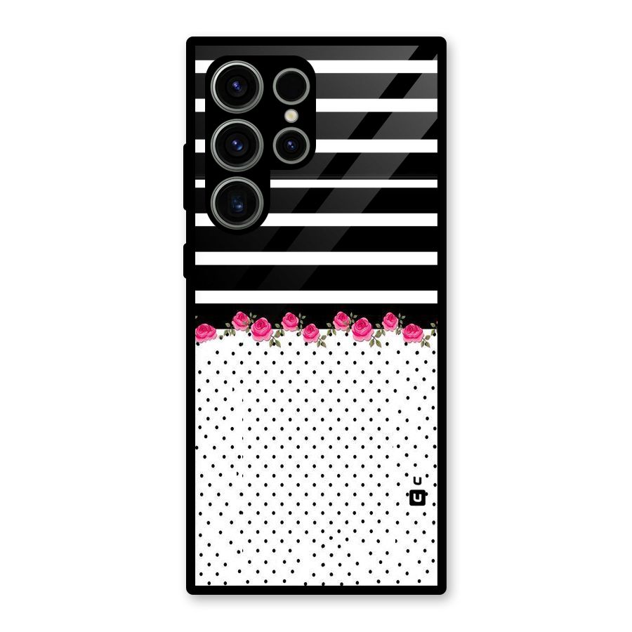Classic Polka Stripes Glass Back Case for Galaxy S23 Ultra
