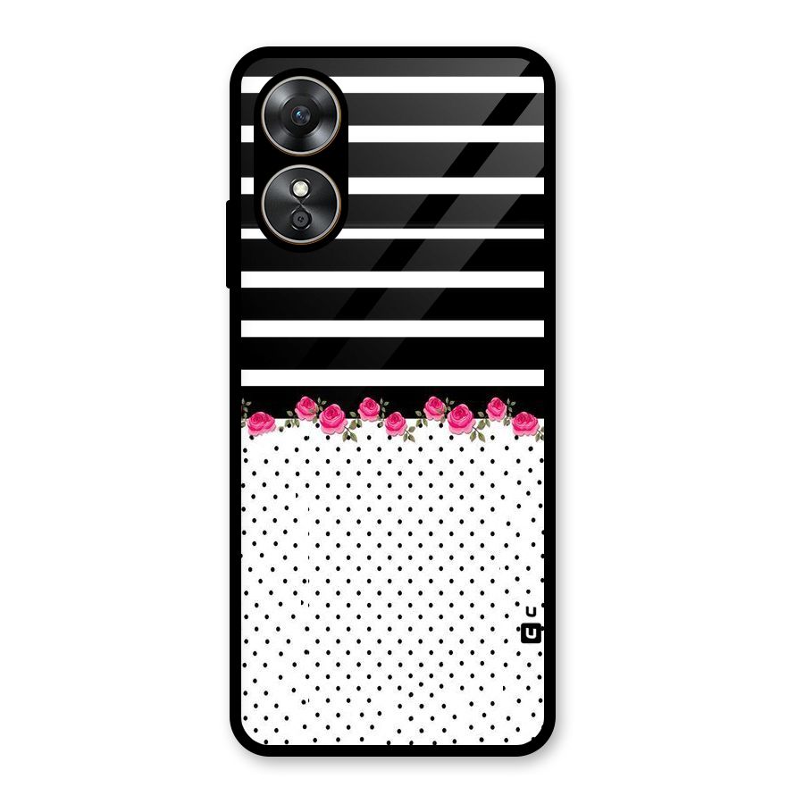 Classic Polka Stripes Glass Back Case for Oppo A17