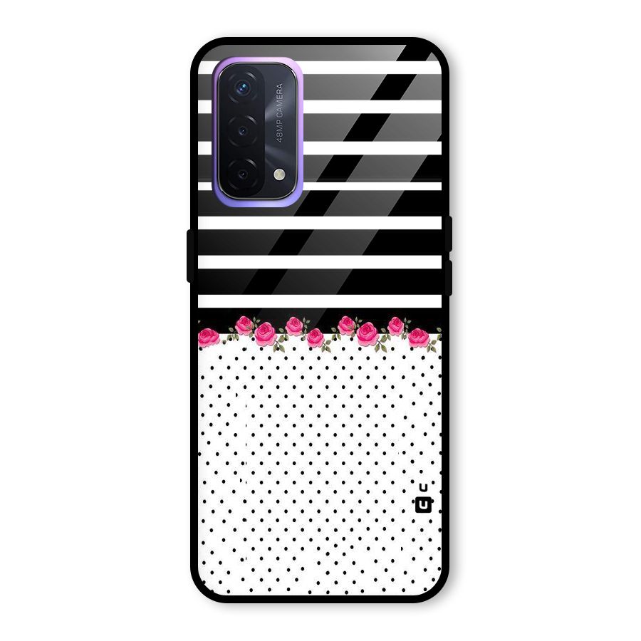 Classic Polka Stripes Glass Back Case for Oppo A74 5G