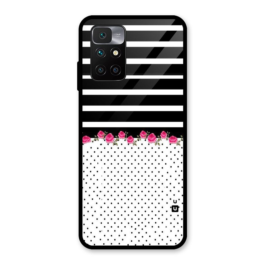 Classic Polka Stripes Glass Back Case for Redmi 10 Prime