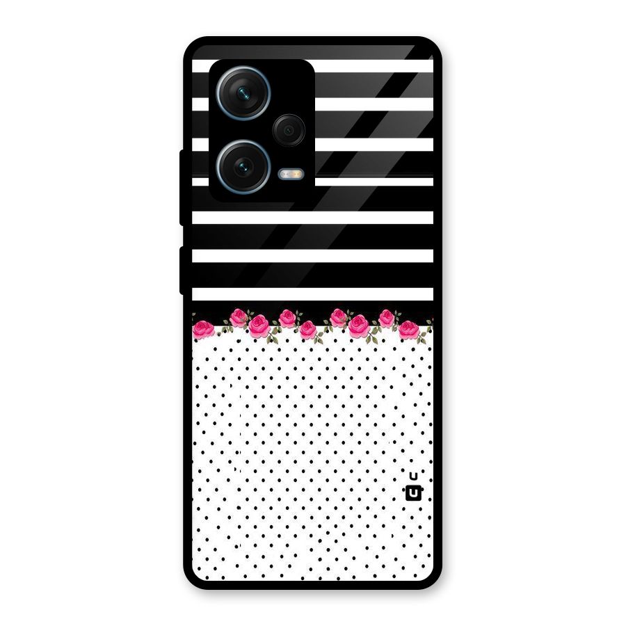 Classic Polka Stripes Glass Back Case for Redmi Note 12 Pro Plus 5G