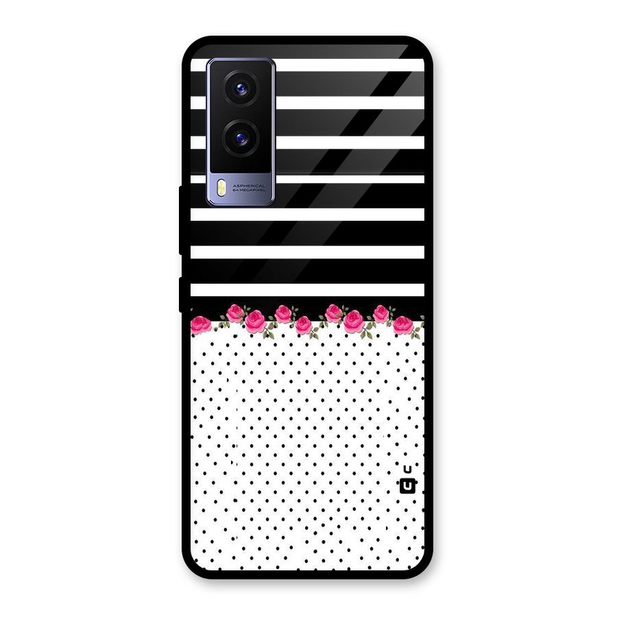 Classic Polka Stripes Glass Back Case for Vivo V21e 5G
