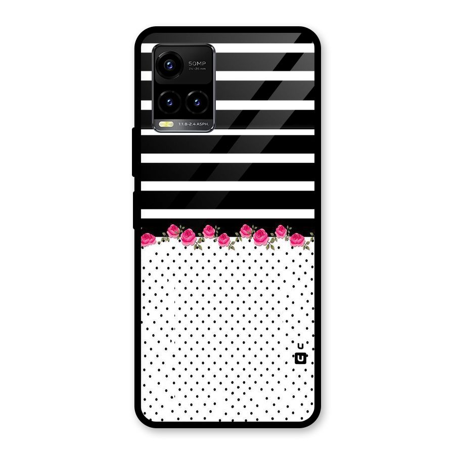 Classic Polka Stripes Glass Back Case for Vivo Y21T