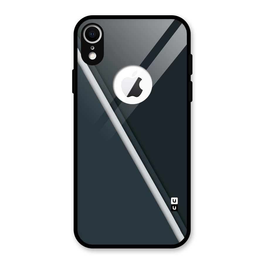 Classic Single Stripe Glass Back Case for iPhone XR Logo Cut