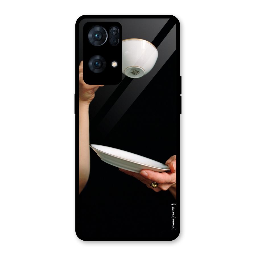 Classic Tea Cup Glass Back Case for Oppo Reno7 Pro 5G