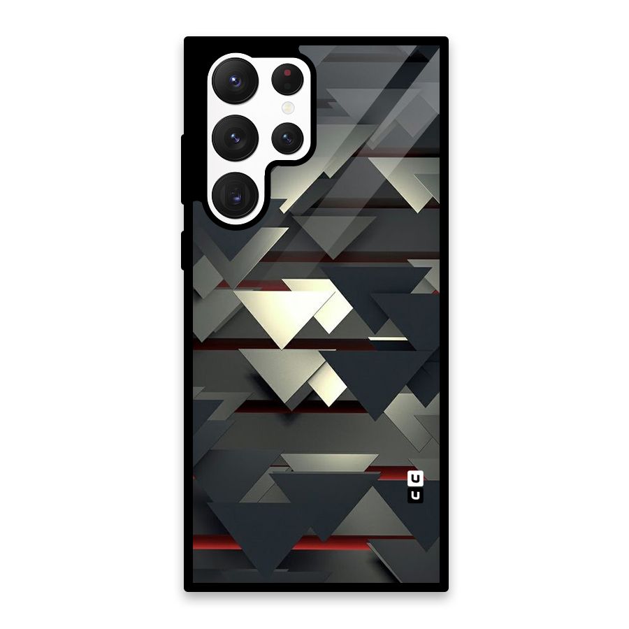 Classic Triangles Design Glass Back Case for Galaxy S22 Ultra 5G
