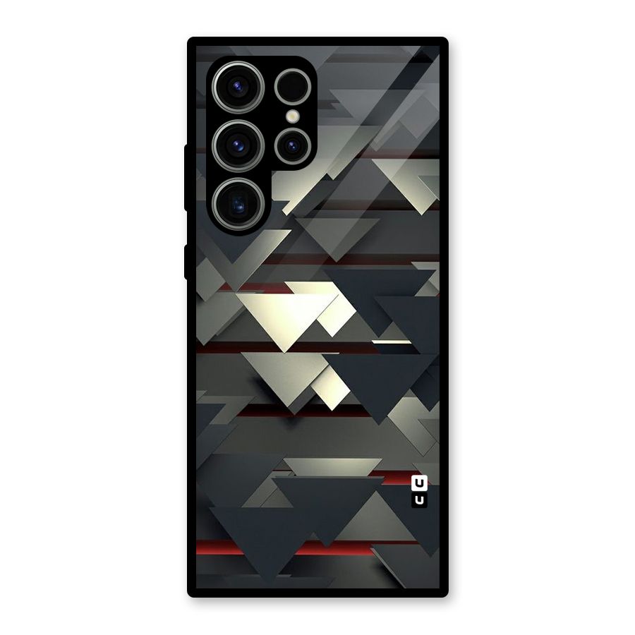 Classic Triangles Design Glass Back Case for Galaxy S23 Ultra