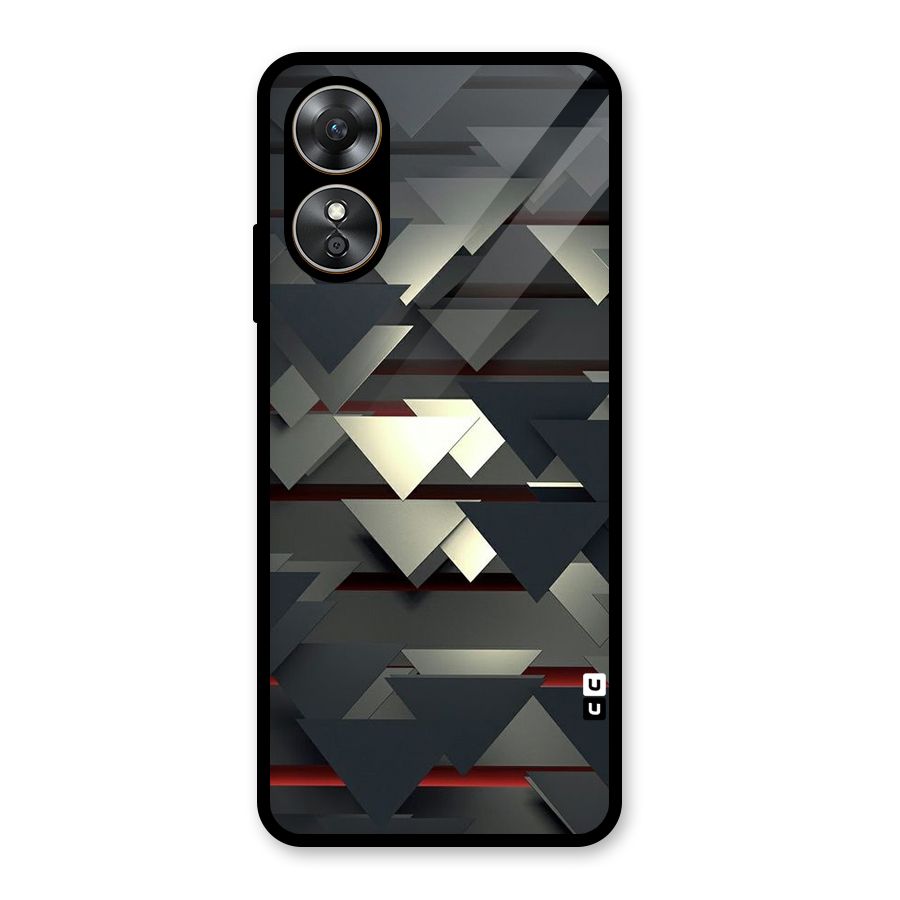 Classic Triangles Design Glass Back Case for Oppo A17