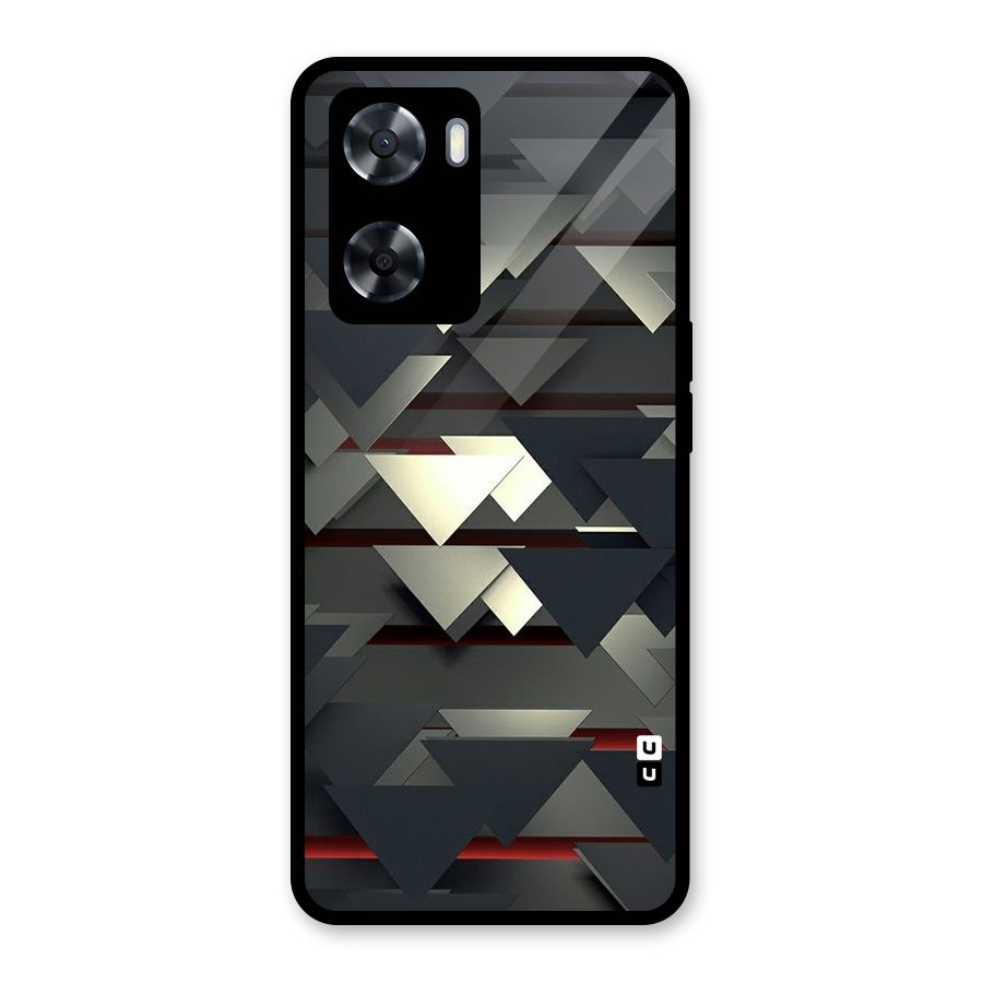 Classic Triangles Design Glass Back Case for Oppo A57 2022