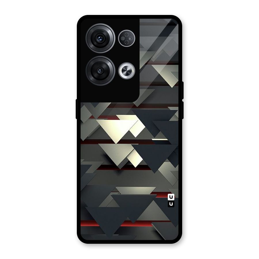 Classic Triangles Design Glass Back Case for Oppo Reno8 Pro 5G