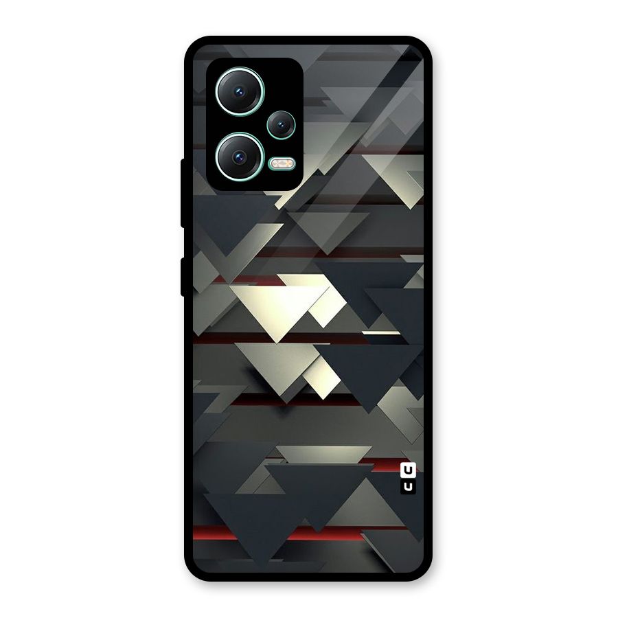 Classic Triangles Design Glass Back Case for Redmi Note 12 5G
