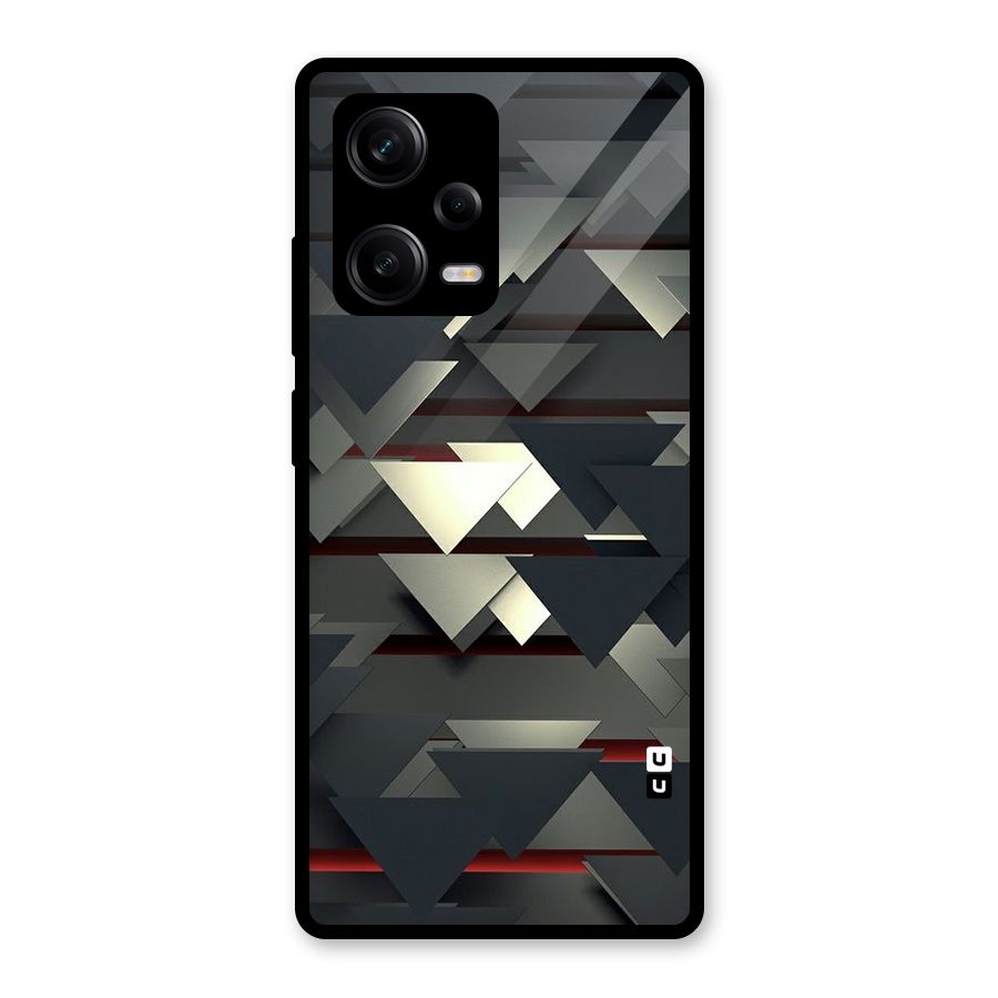 Classic Triangles Design Glass Back Case for Redmi Note 12 Pro